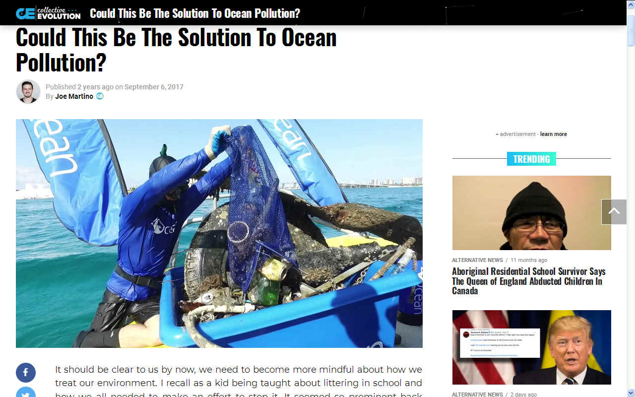 Collective Evolution article 4Ocean plastic cleanup